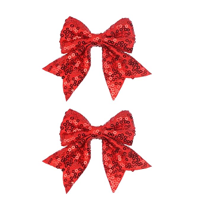 3-inch Sequined Bow Hair Clips For Baby Girls, Kids and Young Women Birthday by Koolgil