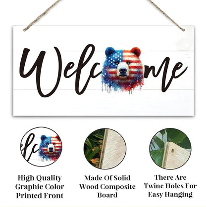 Welcome Sign for Front Door, Welcome Decor Wooden Hanging Sign for Wall Decor - Image 3