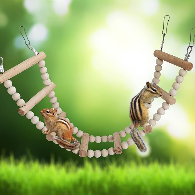Bird Ladder Bridge, Wooden Pet Hamster Climbing & Swing Toys, Cage Accessories - Image 3