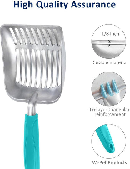 WePet Cat Litter Scoop, Aluminum Alloy Sifter, Kitty Metal Scooper, Deep Shovel - Image 4