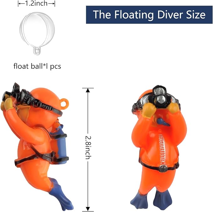 onesimcr Floating Fish Tank Decorations, Aquarium Decorations, Lovely Diver - Image 3