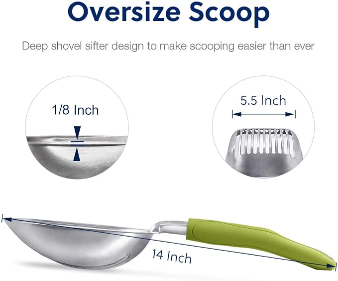 WePet Cat Litter Scoop, Aluminum Alloy Sifter, Kitty Metal Scooper, Deep Shovel - Image 2