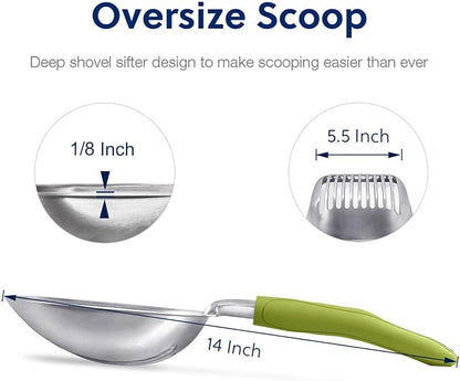 WePet Cat Litter Scoop, Aluminum Alloy Sifter, Kitty Metal Scooper, Deep Shovel - Image 2