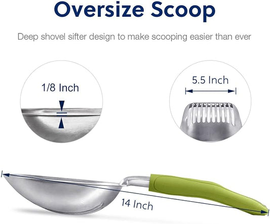 WePet Cat Litter Scoop, Aluminum Alloy Sifter, Kitty Metal Scooper, Deep Shovel - Image 2
