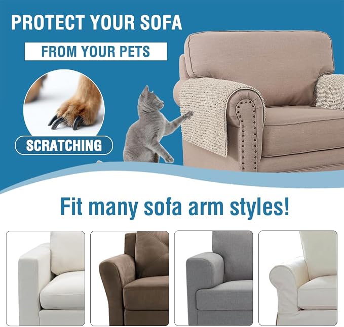 H.VERSAILTEX Plush Chenille Couch Armrest Cover 2 Packs Thick and Soft Sofa - Image 6