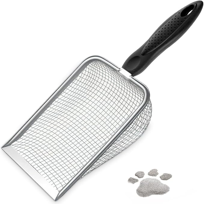 Cat Litter Scoop, Sturdy Litter Cleaner Corner Shovel, Stainless Steel Mesh - Image 9
