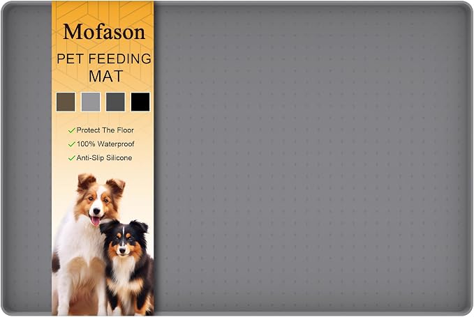 Mofason Pet Food Mat Waterproof Dog Mat 24”x16” Large – 0.5” inch Raised Edge by Mofason