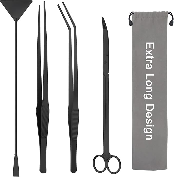 Aquarium Aquascape Tools Kit 15in, 4 in 1 Anti-Rust Aquatic Plant Aquascaping by LuxivLLC