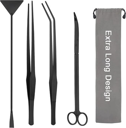 Aquarium Aquascape Tools Kit 15in, 4 in 1 Anti-Rust Aquatic Plant Aquascaping by LuxivLLC