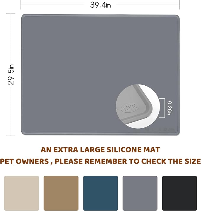 Dog Food Mat, 39.4×29.5in Extra Large Silicone Pet Feeding Mat - Image 2