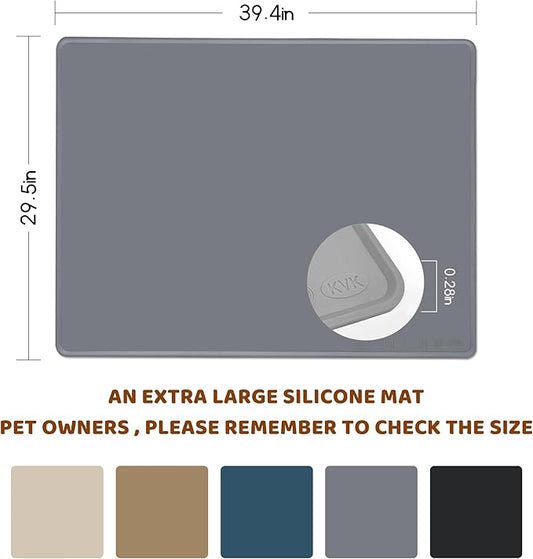 Dog Food Mat, 39.4×29.5in Extra Large Silicone Pet Feeding Mat - Image 2