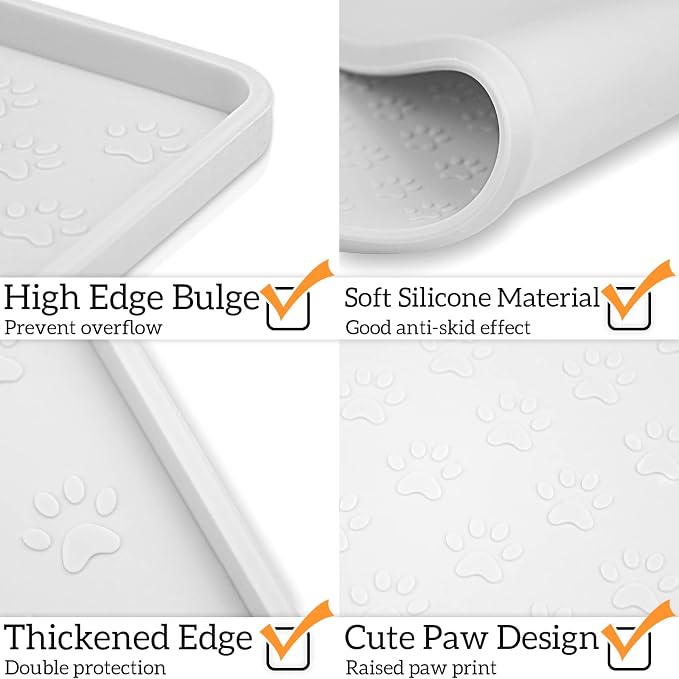 Ptlom Pet Placemat for Dog and Cat, Waterproof Silicone Pet Feeding Bowl Mats - Image 4
