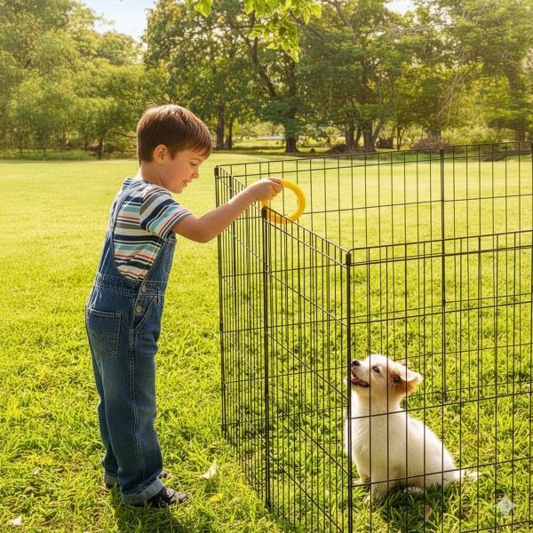 Dog Playpen - Foldable Metal Exercise Puppy Play Pen - Indoor/Outdoor Pen with - Image 2