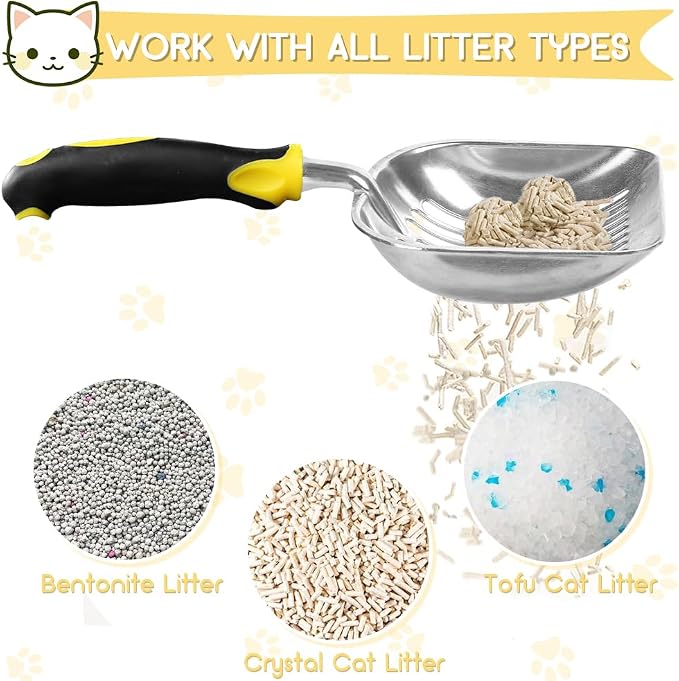 Cat Litter Scoop, Metal Cat Scooper, Rubber Handle Scoop, Sifting Shovel – - Image 4
