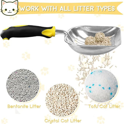 Cat Litter Scoop, Metal Cat Scooper, Rubber Handle Scoop, Sifting Shovel – - Image 4