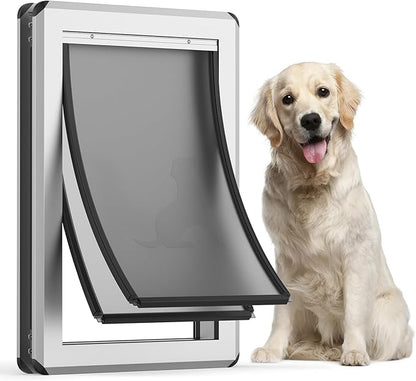 Large Dog Door for Exterior Doors, Aluminum Frame Doggy Door, Fully Magnetic by LockOutWorriesLetFreedom