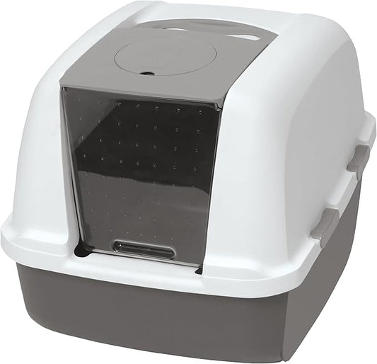 Catit Airsift Jumbo Hooded Litter Pan, Warm Gray/White by Catit