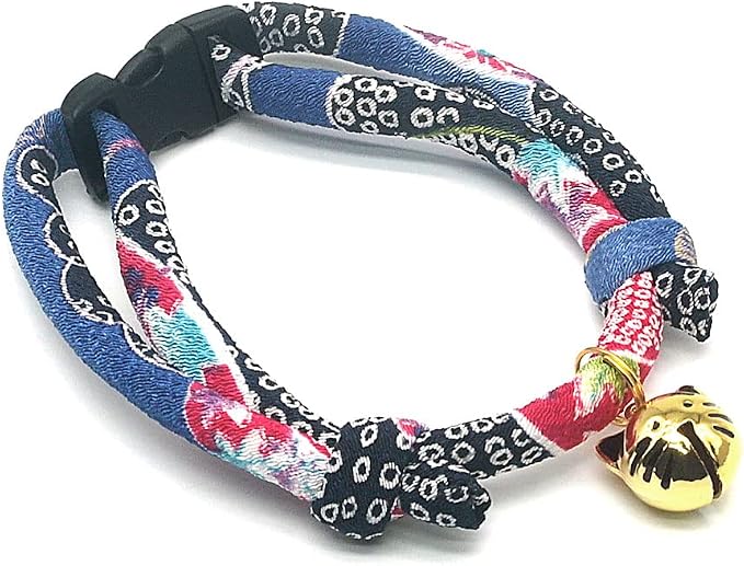 PetSoKoo Cat Collar with Kitty Face Bell. Cute Japan Chirimen Kitten Collar. - Image 2