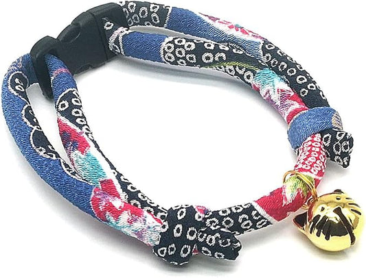 PetSoKoo Cat Collar with Kitty Face Bell. Cute Japan Chirimen Kitten Collar. - Image 2