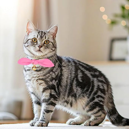 Bunny Ear Cat Collar with Bell and Bow Tie, Breakaway Cute Bowtie Kitten Collars - Image 4