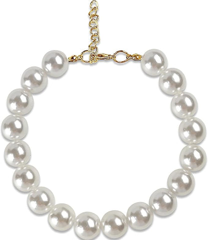 Chunky Pearl Dog Collar for Small Dogs Cats, Adjustable Beaded Dog Collar - Image 7