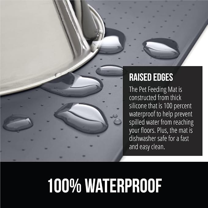 GORILLA GRIP 100% Waterproof Raised Edge BPA Free Silicone Pet Feeding Mat - Image 3