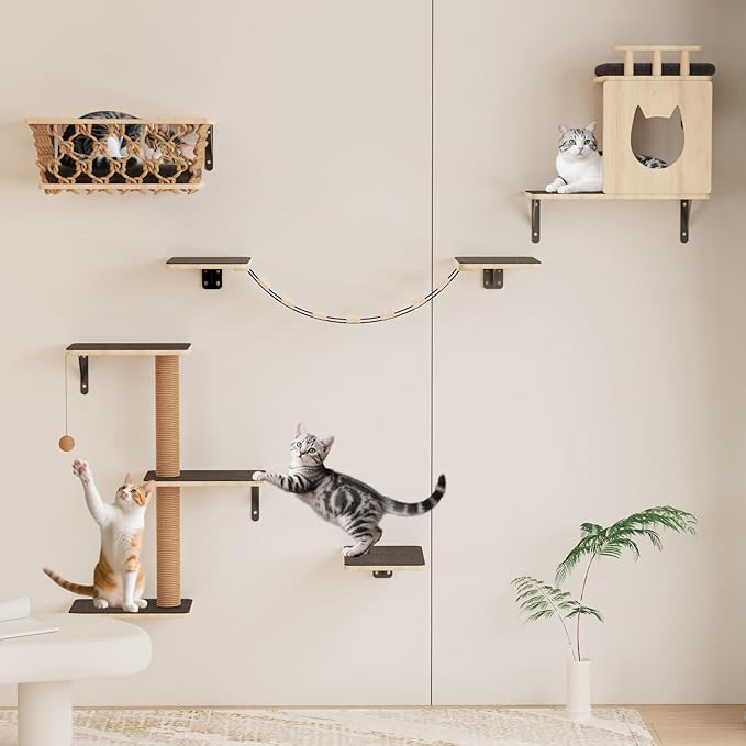 5-in-1 Cat Wall Shelves Set by Unknown
