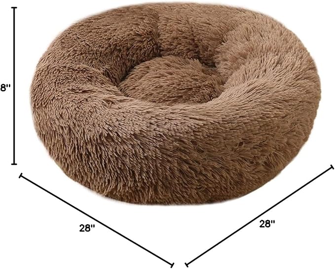 BODISEINT Faux Fur Dog Bed Cat Bed, Shag Round Anti-Anxiety Pet Calming Bed - Image 10