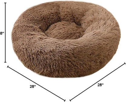 BODISEINT Faux Fur Dog Bed Cat Bed, Shag Round Anti-Anxiety Pet Calming Bed - Image 10