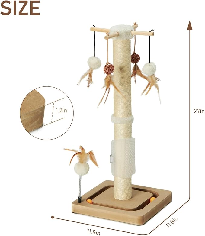 PEEKAB Cat Scratching Post 27 Inches Sisal Scratch Posts - Image 2