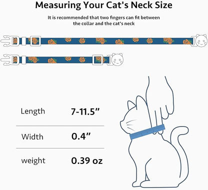 2 Pack Cotton Breakaway Cat Collar Blue and Black Rose Pendant Cute Kitten Cat - Image 3
