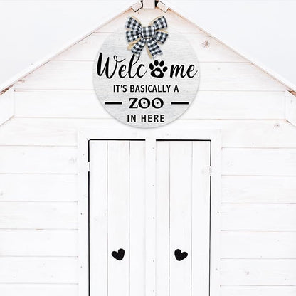 Welcome It's Basically a Zoo in Here Sign, Funny Pet Front Door Sign, Welcome - Image 4