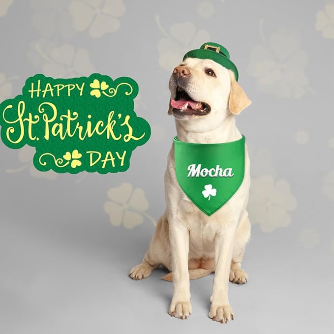 St. Patrick's Day Personalized Dog Bandana Embroidered Name Custom Neckwear Dog - Image 4