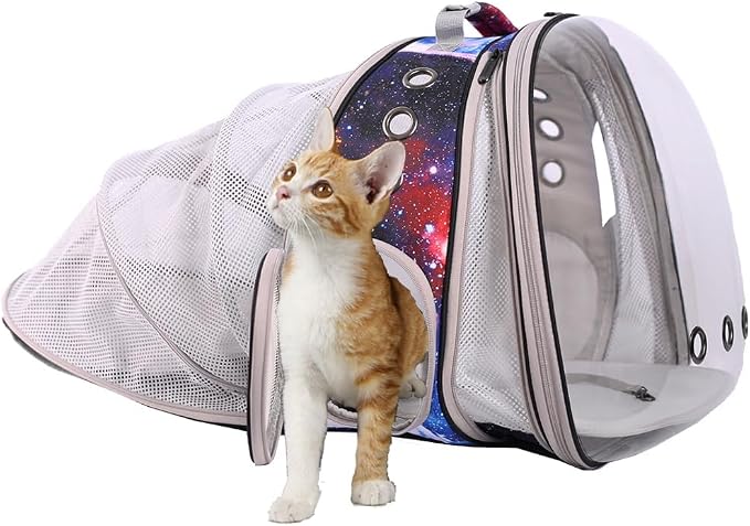 Galaxy Blue Dual Expandable Cat Backpack Carrier, Fit up to 20 lbs, Expandable by halinfer
