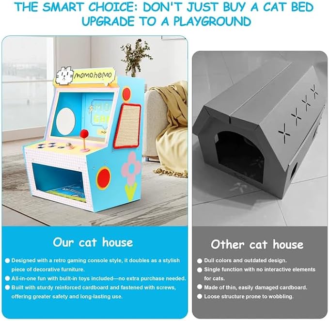 Cat House with Bed & Scratcher - Image 3