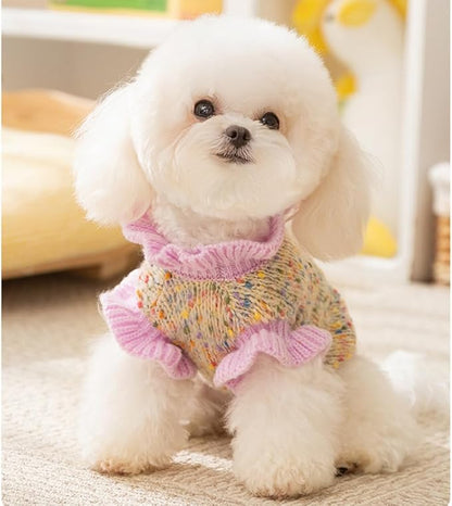 Purple Small Dog Sweater, Knitted Cat Sweater, Holiday Puppy Clothes - Image 6
