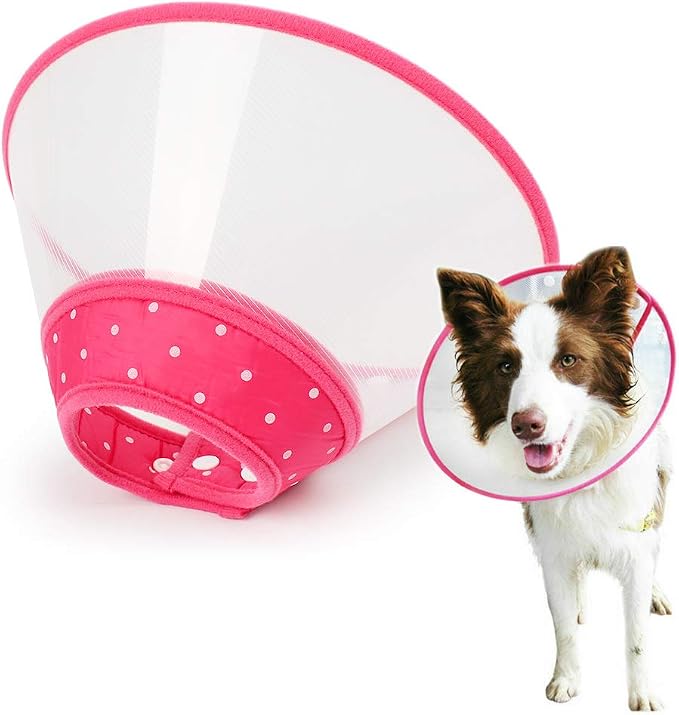 Pet Cone Recovery Dog Cone Adjustable Dog Collar Clear Padded Collar by Andiker-ServingforYou