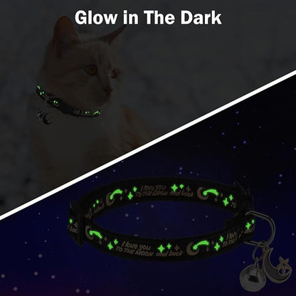 Cat Collar with Bells Breakaway, 3 Pack Moon and Star Cat Collar Reflective - Image 3