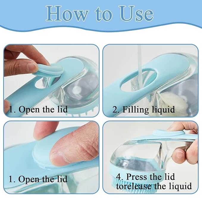 Dog Bath Brush, 2 in 1 Pet Bath Brush Soft Dog Scrubber - Image 4