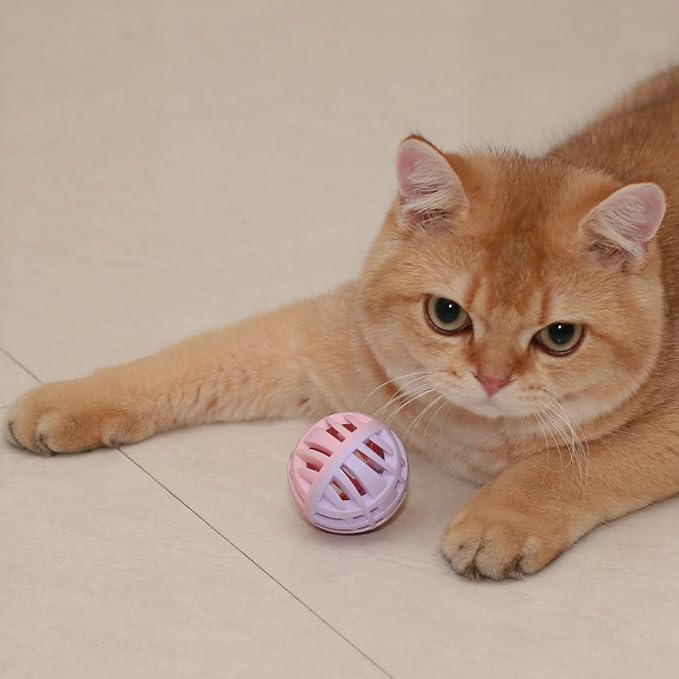 Rubber Cat Toy Balls with Inside Bell, Soft TPR Interactive Cat Ball Toys - Image 9