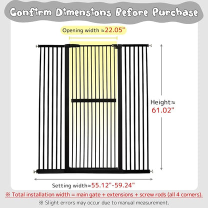 Lumizone Extra Tall Cat Gate 61.02" High Pressure Mounted Extra Wide - Image 2