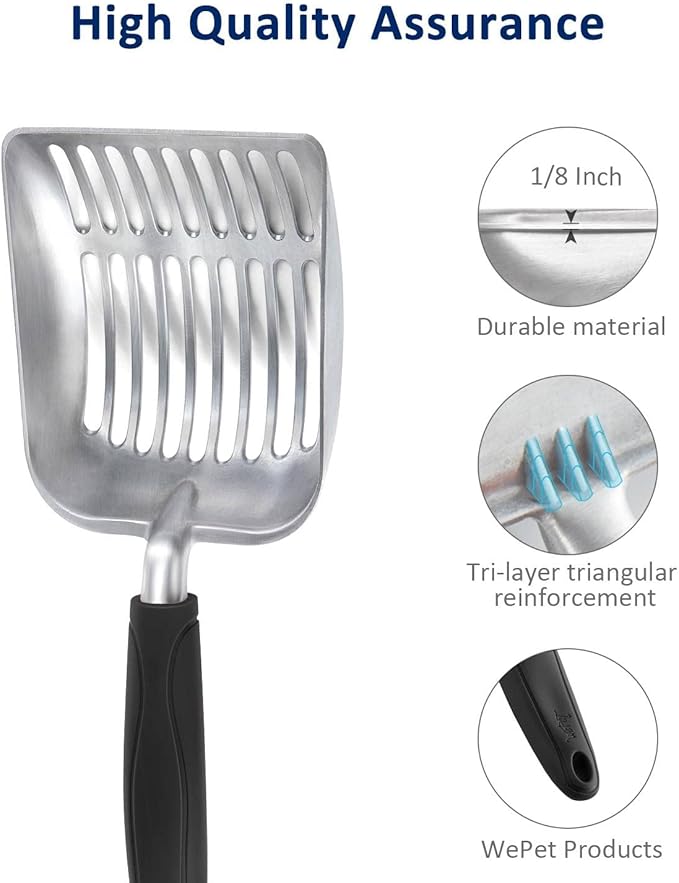 WePet Cat Litter Scoop, Aluminum Alloy Sifter, Kitty Metal Scooper, Deep Shovel - Image 4
