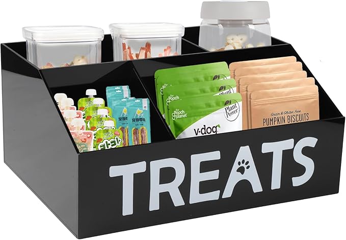 Dog Treat Organizer, 4 Compartments Dog Treat Station, Trapezoid Dog Treat by Brabtod
