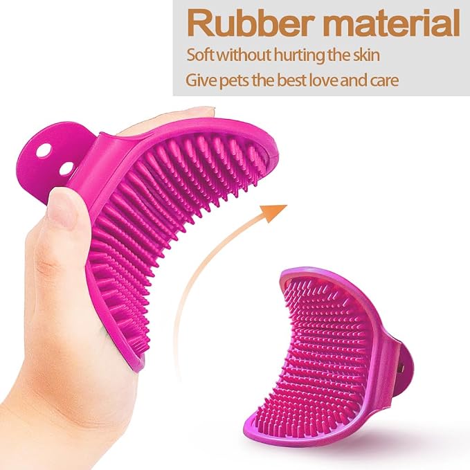 Dog Bath Brush Pet Bath Comb Brush Soothing Massage Rubber Comb 2pcs - Image 4