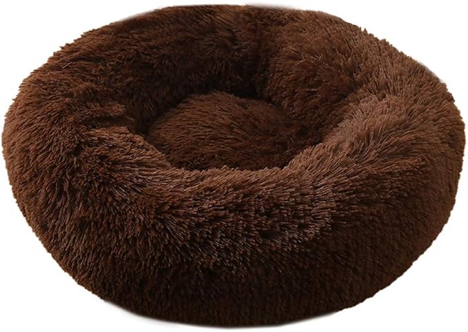 BODISEINT Faux Fur Dog Bed, Shag Round Anti-Anxiety Pet Calming Doughnut Cuddler - Image 5