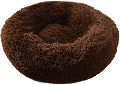 BODISEINT Faux Fur Dog Bed, Shag Round Anti-Anxiety Pet Calming Doughnut Cuddler - Image 5