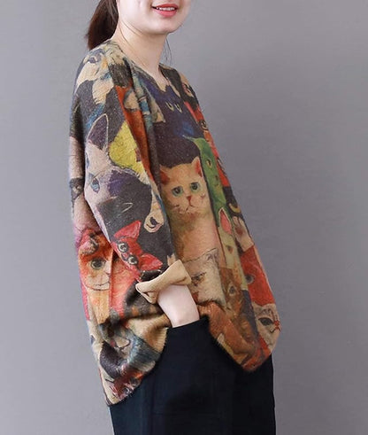 YESNO Women Christmas Sweater Graphic Printed Oversized Pullover Sweaters - Image 2