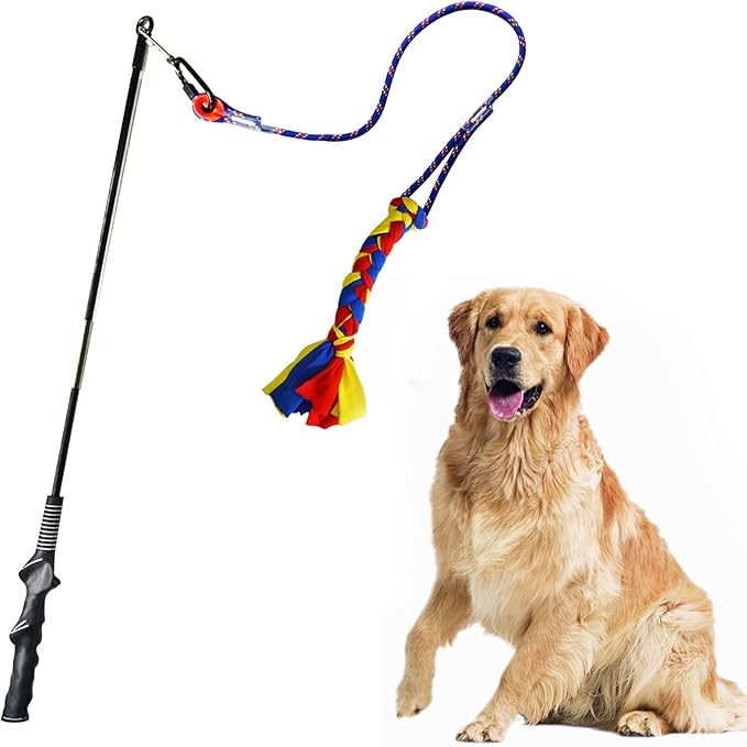 Flirt Pole for Dogs-Interactive Lures Durability Rope, Chase and Tug of war by YINOR