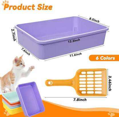 6 Set Small Cat Litter Box Kitten Litter Pan 12.3" x 8.5" x 2.7" Rabbit Plastic - Image 3