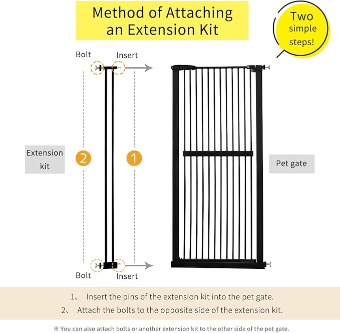 Lumizone Extra Tall Cat Gate Extension Kit 61.02" High Pressure Mounted 4.13" - Image 2